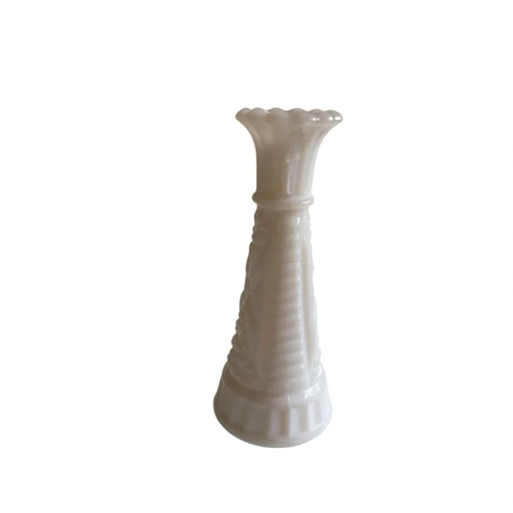 Small Milk Glass Vase - Anchor Hocking “stars and bars” collection